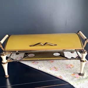 Vintage MCM Green Metal Chafing Casserole Buffet Server